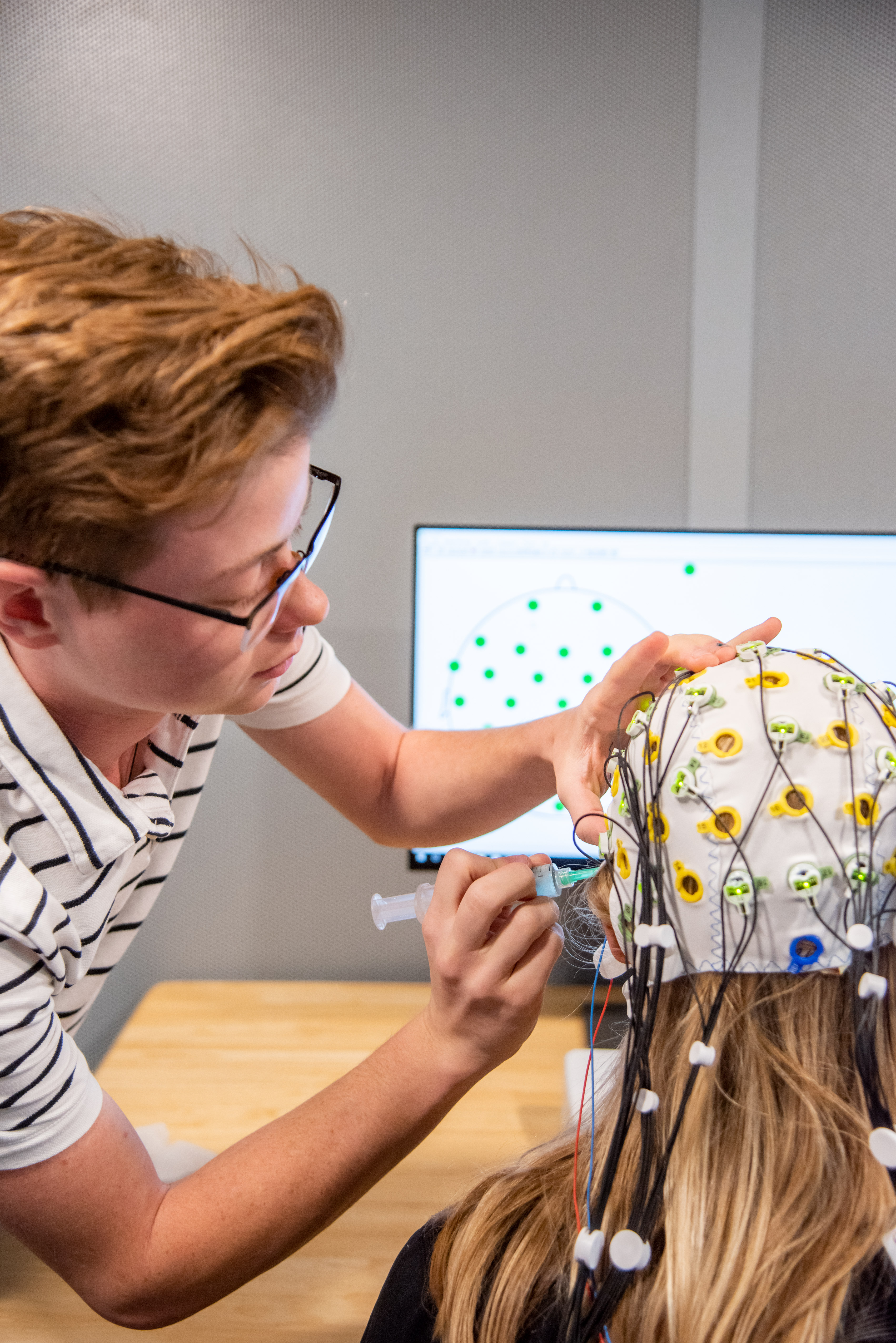 Mel Mallard 'capping' a participant for a testing session